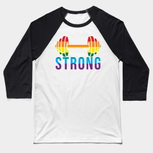 Pride Month STRONG Pride Rainbow Dumbell for Bodybuilders Baseball T-Shirt